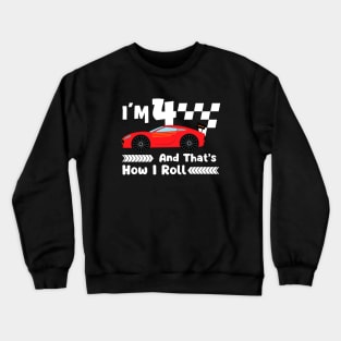 4th Birthday Kids Racing Car Racing Boys Crewneck Sweatshirt